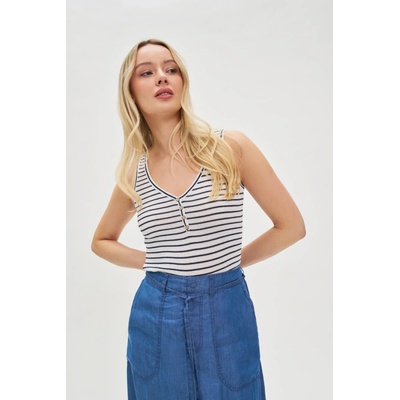 Moodo Бял раиран топ с копчета Moodo Moodo | Byal | ЖЕНИ | XXL