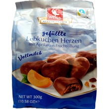 Max Weiss Lebkuchen Herzen Vollmilch perníčky v mléčné čokoládě s meruňkovou náplní 300 g