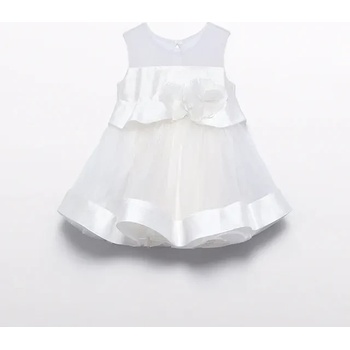 Abel & Lula Нежна официална разкроена рокля за бебе момиче в бяло Abel&Lula