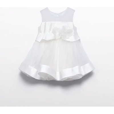 Abel & Lula Нежна официална разкроена рокля за бебе момиче в бяло Abel&Lula