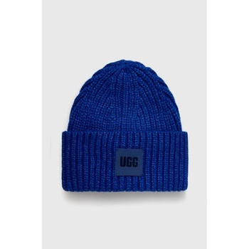 UGG čepice z husté pleteniny 20989 modrá