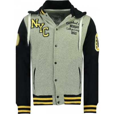 GEOGRAPHICAL NORWAY mikina baseballová ALL IN MEN HOOD 100 šedá GEOGRAPHICAL NORWAY ALLINSE