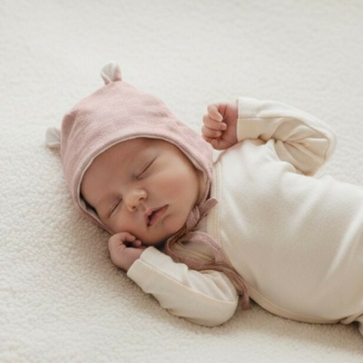 Baby Service Dojčenská čiapka zaväzovacia s uškami Obdĺžnik ružová