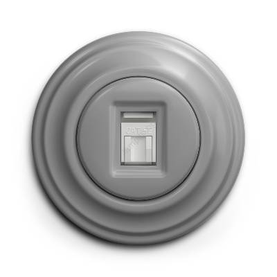 - Ретро розетка за данни с рамка, сива (KA0052J)