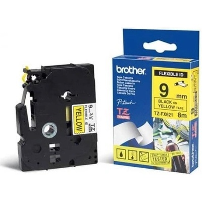 Brother TZ-FX621, žlutá/černá, 9mm, s flexibilní páskou TZeFX621