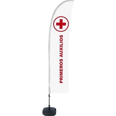 Jansen Display Beach Flag Budget Wind Complete Set First Aid Spanish ECO, 1010 x 4305 mm