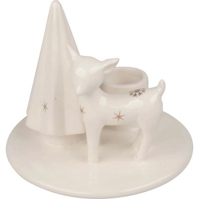 Anděl Přerov Svícen se srnou porcelánový 10,5 x 9 x 10,5 cm
