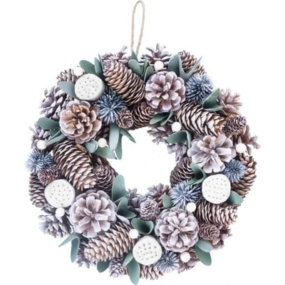 MagicHome Veniec Vianoce zasnežený šišky 30 cm