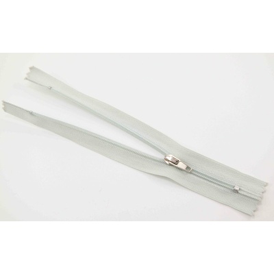 Nedeliteľný jemný plastový špirálový zips (veľkosť číslo 3) rôzne farby - dĺžka 12 cm - 60 cm 16 cm Svetlosivá so strieborným jazdcom