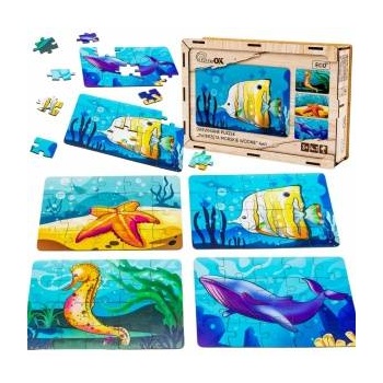 PuzzleOK Wooden Puzzle 4in1 Sea Animals