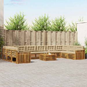 vidaXL Комплекти дивани 11 бр. Натурален и Бежов (3374248)
