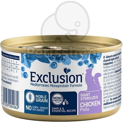 Exclusion Mediterraneo Monoprotein Formula Giant Sterilized Cat консерва - пилешко 85 г