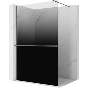 Mexen Kioto+ душ параван с рафт Walk-in 130 x 200 cm, омбре черна 8 mm, четкано gun gray (800-130-121-66-76)