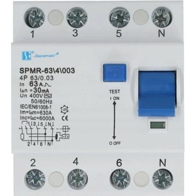 Spamel 4P 63A 0,03A TYP AC 6KA SPMR-63\4\003