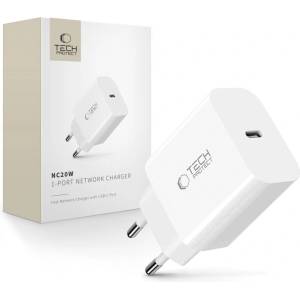 Tech-Protect Универсално зарядно с USB-C и PD20W за IOS и Android от Tech-Protect NC20W - Бяло (5906302380985)