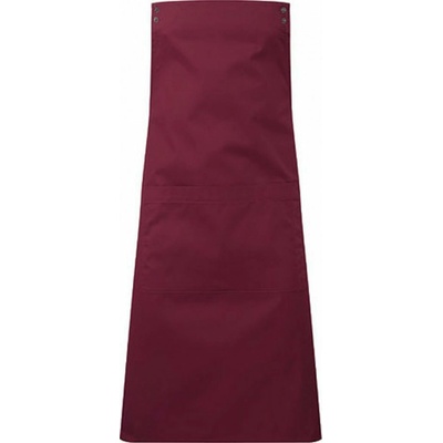 Premier Workwear Zástěra s laclem bez zavazování pro gastro a obsluhu s držákem utěrky a střední kapsou Vínová