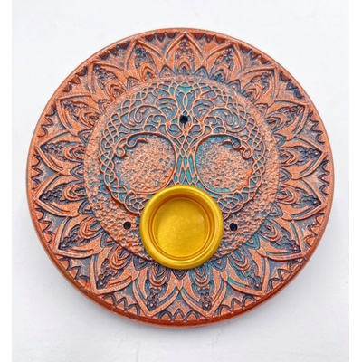 Mani Bhadra Stojánek na vonné tyčinky a kužely Tree of Life bronze 10 cm
