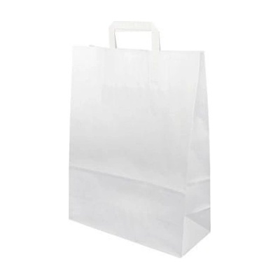 Papírová taška ploché ucho 320x120x410 mm nosnost 8 kg cena za: Svazek 25 ks tašek, Barva: Bílá