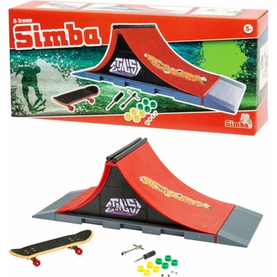 Simba Prstový skateboard s rampou 27x10x9 červená