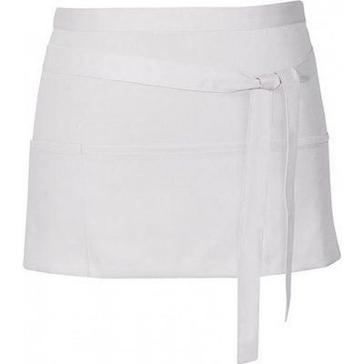 Link Kitchen Wear Krátká barmanská zástěra se třEma předníma kapsama Bílá X983