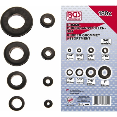 Průchodky gumové, sada 180 dílů - BGS 8112