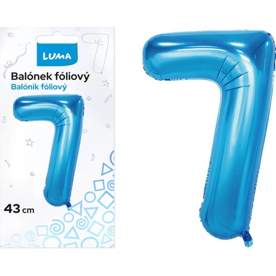 LUMA Balónek foliový č. 7 40 cm modrý
