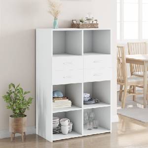 vidaXL Висок шкаф, бял, 80x42, 5x124 см, инженерно дърво (3281385)