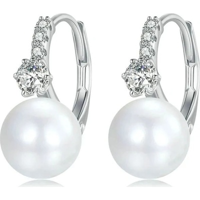 Grace Silver Jewellery stříbrné náušnice s perlou a zirkony Ricarda E-BSE928/166 Bílá