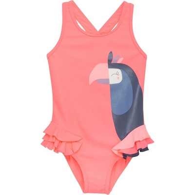 Color Kids-Swimsuit W. Application neon coral Oranžová