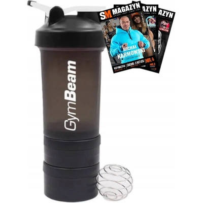 GymBeam Vícedílný šejkr Blend Bottle Black White 600ml