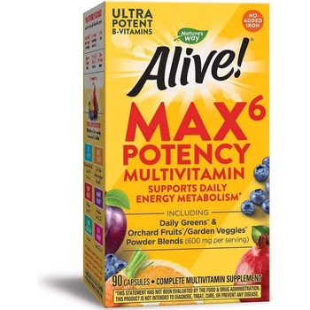 Image 1 of Nature's Way Alive Max6 Potency Multivitamin, без желязо, 90 капсули, Nature's Way