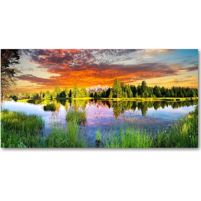 Moderný sklenený obraz z fotografie Rieka v lese 100x50 cm