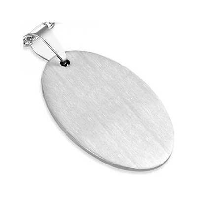 Šperky4U Ocelový přívěšek matná destička ovál 25 x 35 mm DR1204
