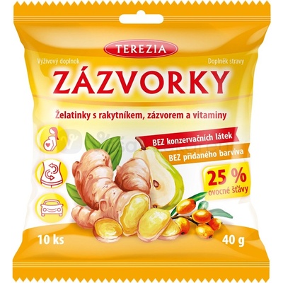 TEREZIA Želatínky s rakytníkom, zázvorom a vitamínmi 10 kusov