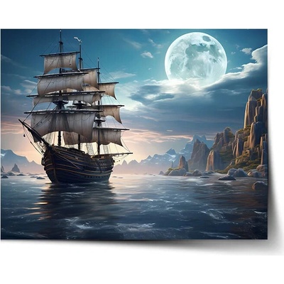 Sablio Plagát Plachetnica medzi skalami - 90x60 cm