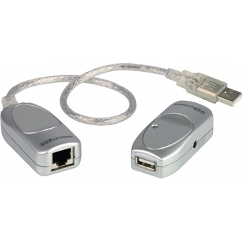 Aten UCE60-AT USB 2.0 USB A Zástrčka / RJ45 Zásuvka - RJ45 Zásuvka / USB A Zásuvka, 60m, šedý