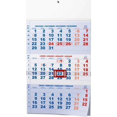 Nástěnný Baloušek Tříměsíční s mezinárodními svátky modrý 2026 – Zboží Dáma
