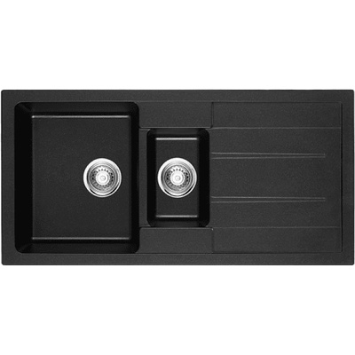 Inter Ceramic Кухненска мивка ICSG 8201 BLACK, двойна, със сифон, 49.5x99.5см (8201B)