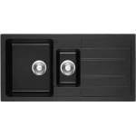 Inter Ceramic Кухненска мивка ICSG 8201 BLACK, двойна, със сифон, 49.5x99.5см (8201B) Мивка за вграждане