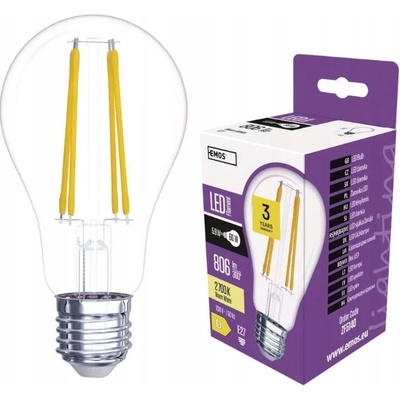 Emos LED žiarovka Filament A60 5,9 W, E27, teplá biela