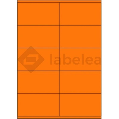 Labelea Samolepiace etikety 105x57 mm signálne farebné papierové, na hárku A4, pre laserovú tlač, Farba etikiet Signálna oranžová, Počet hárkov v balení 100 EPY105057SO010S