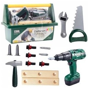 LEAN Toys DIY Tool Kit in Box Battery-Powered Drill 14 pcs