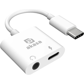 Akasa Звукова карта USB Адаптер AKASA Type-C към 3, 5 мм жак и зарядно устройство AK-CBCA30-08WH (AK-CBCA30-08WH)