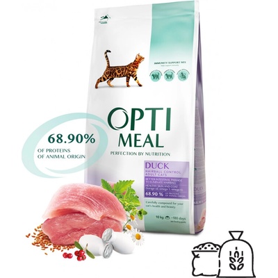 OptiMeal Superpremium pre dlhosrsté mačky s kačicou 10 kg