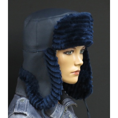 Splus Kožešinová ušanka z ovčiny SE16 modrý napalan