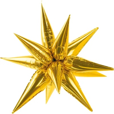 PartyDeco Балон от фолио 3D Golden Star 70см