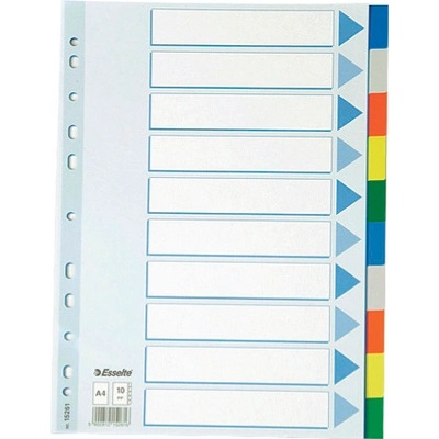 Esselte Разделител пластик с 10 цветни теми Esselte A4 (1302044-15261)