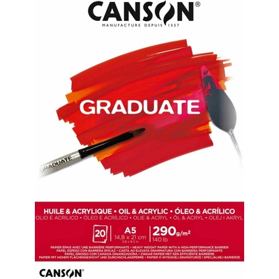 Canson Papír na akryl a olej Graduate Oil & Acrylic blok A5 290g 20 listů