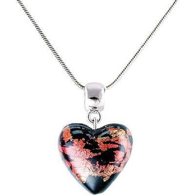 Lampglas Romantický passionate heart s 24karátovým zlatem v perle NLH30