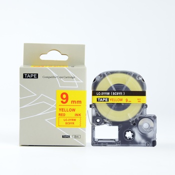 Compatible Epson LK-SC9YR, 9mm x 9m, червен печат / жълт фон, съвместима лента (LKSC9YR)
